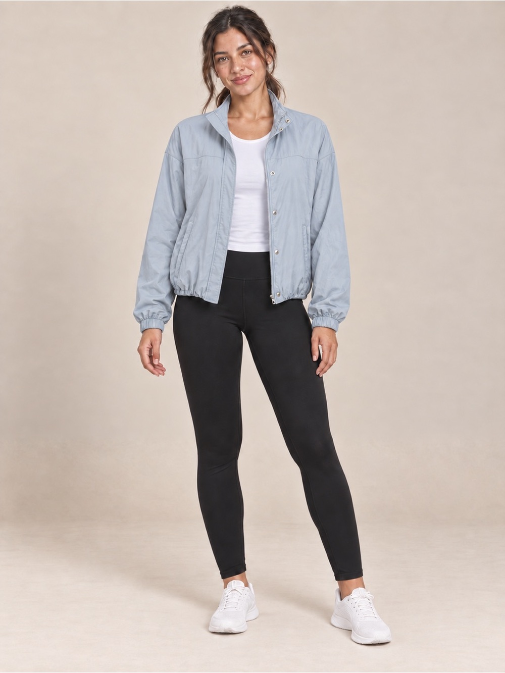 YPB Abercrombie On the Go Cropped Bomber Jacket Blue Gray Women M